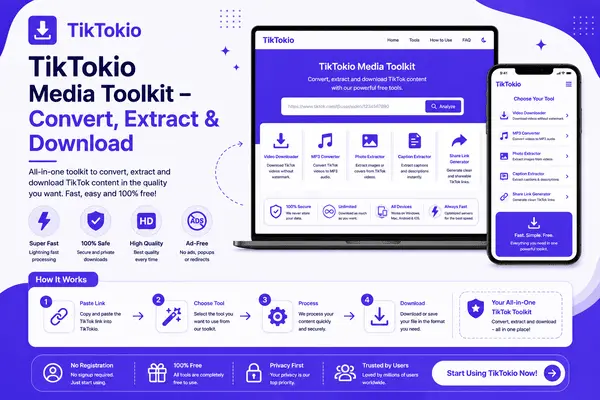 TikTokio Media Toolkit – Convert, Extract & Download